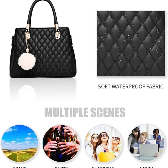 Womens Leather Handbags Purses Top-handle Totes Satchel Shoulder Bag for Ladies - Picture 6 of 7